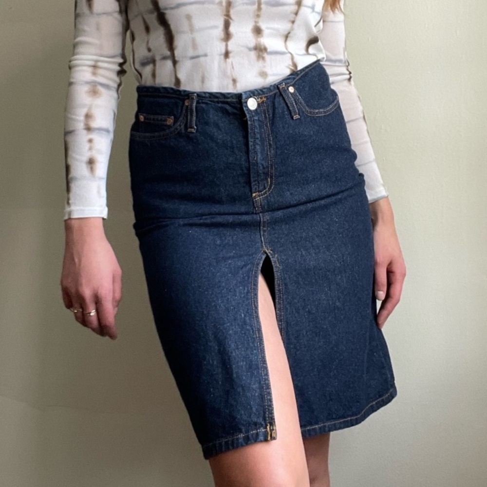 Paris blues originals Jean skirt size 11 front slit authentic American bran EUC